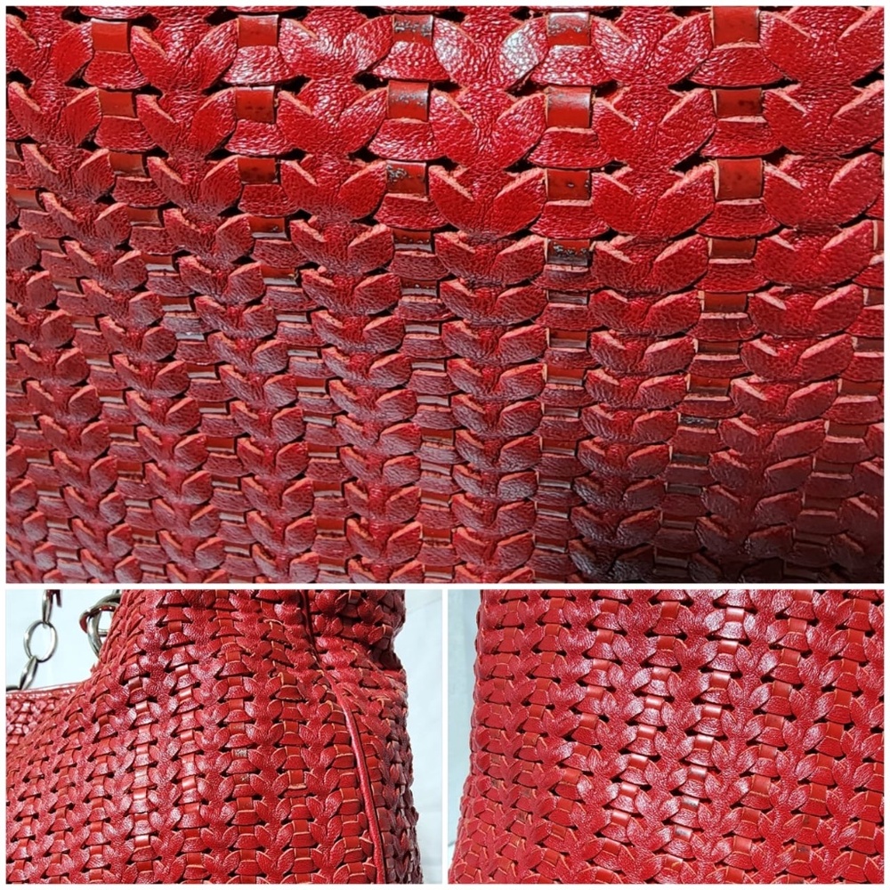 Authentic Christian Dior Rafia Lady Dior Tote Red - Picture 9 of 15